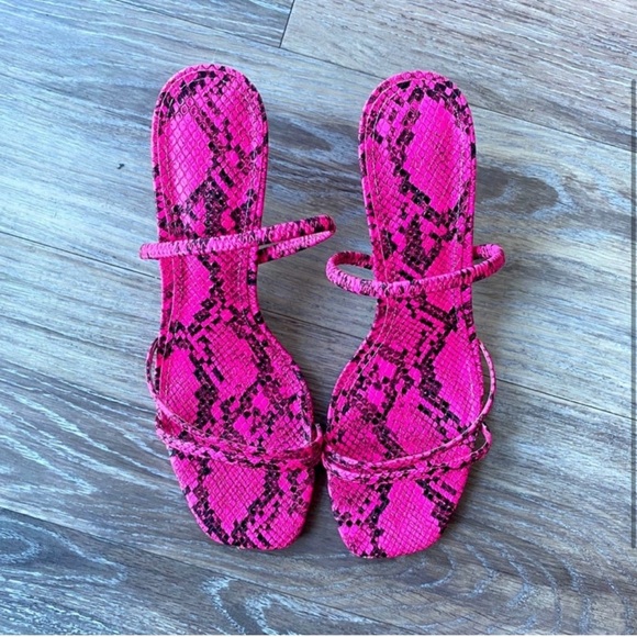 Zara Shoes - Zara Pink Snake Print Sandals
